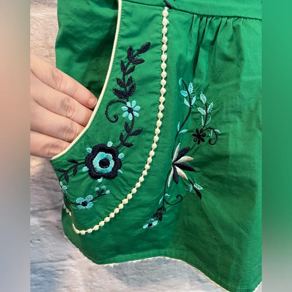 Anthropologie Vanessa Virginia size 8 Green Strapless Embroidered Peplum Top - Picture 4 of 12